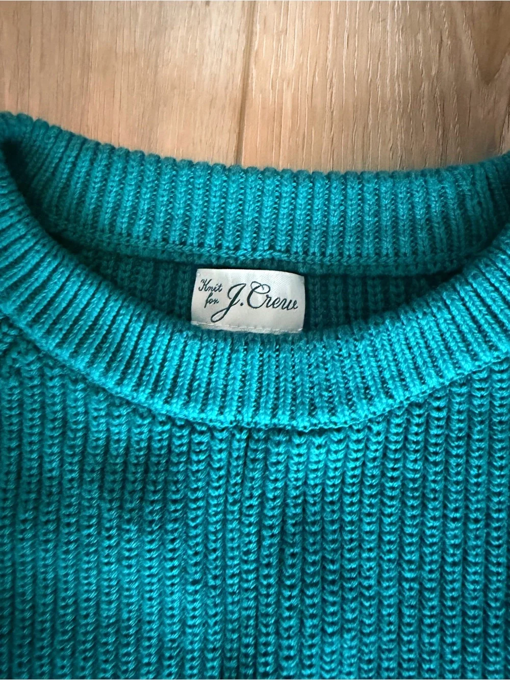 J. Crew Teal and Purple Striped Crewneck Sweater
